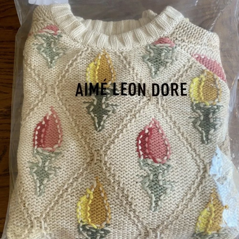 Aime Leon Dore SWEATERS Floral Knit Sweater size medium